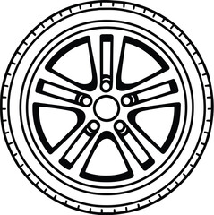 Obraz premium Car wheel vector black silhouette print design