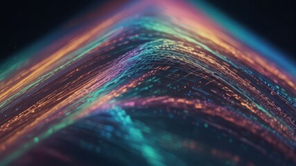 Pulsating holographic textures with soft glow and pastel tones.