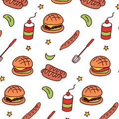 bbq fast food seamless pattern