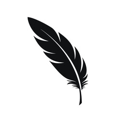 Obraz premium Single black feather silhouette design element