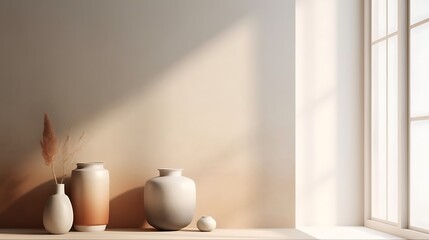 Elegant Vases And Pampas Grass Decor In Minimalist Interior High Resolution Photo