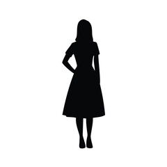 Woman in dress silhouette back view standing