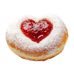 powdered sugar doughnut with heart shaped