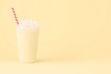 Refreshing boba drink with striped straw