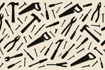 Fototapeta premium Various tools arranged in a creative pattern showcasing hand tools commonly used in construction and DIY projects
