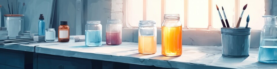 Crafting art materials in a vibrant studio filled with colors and creativity
