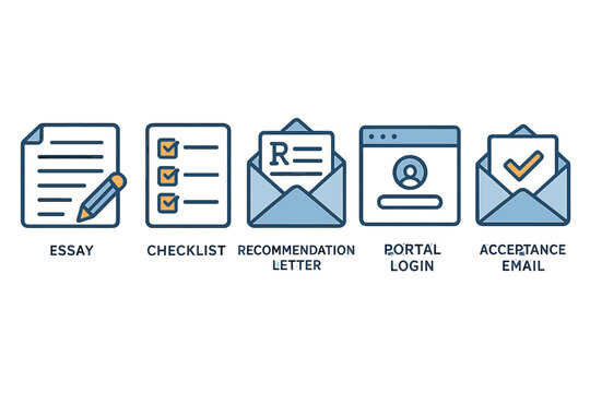 Guidelines for preparing application materials for college admissions including essays and recommendation letters