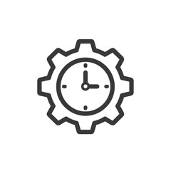 Gear Clock Icon - Time Management or Process Efficiency Symbol (Outline)