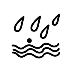 Evaporation or Water Cycle Line Icon - Water Surface with Rising Droplets