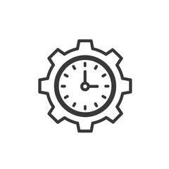 Time Setting or Management Icon: Analog Clock Face within a Gear Outline