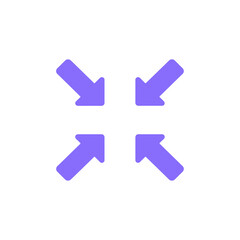 Four Purple Inward Pointing Arrows Icon - Minimize, Contract, or Converge Symbol