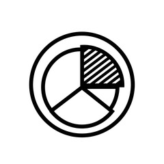 Pie Chart Outline Icon in a Double Circle with One Hatched Segment Representing Data