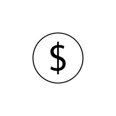 Minimalist Black Dollar Sign Icon within a Thin Circle Outline