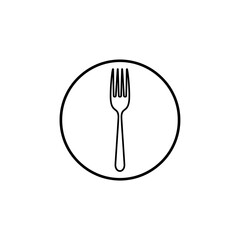 Fork Inside a Circle - Dining or Restaurant Line Art Icon