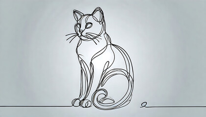 Modern Cat Silhouette Drawing