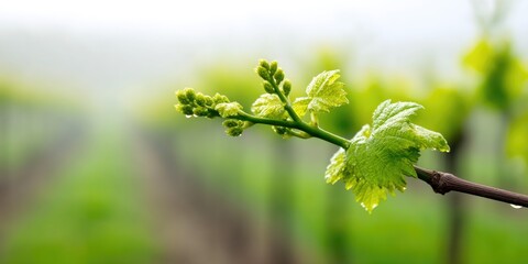 Fototapeta premium Close-Up of Grape Vine Budding in Vineyard