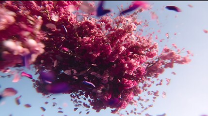 Explosion of pink spring blooms petals