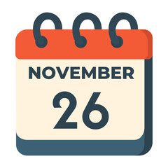 26 november calendar vector on white background
Vector calendar with date