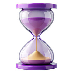 3D Render of Purple and Blue Hourglass Icon with Sand Isolated 