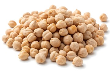 Pile of dried chickpeas isolated on white background