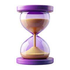 3D Render of Purple and Blue Hourglass Icon with Sand Isolated 