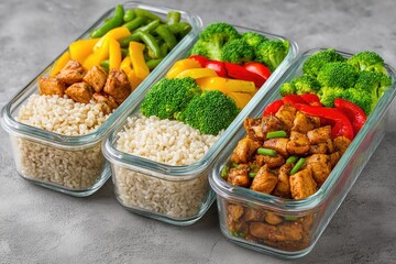 Colorful Meal Prep with Chicken, Bell Peppers, and Broccoli