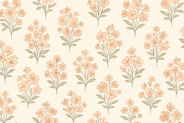 Fototapeta premium Elegant floral pattern in soft peach tones on a light beige background for home decor and wallpaper design