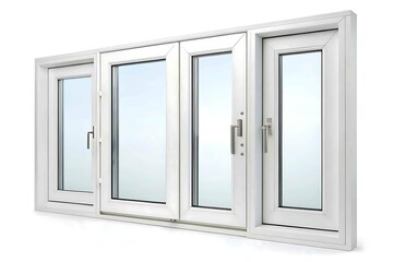 Modern white window frame isolated on white background