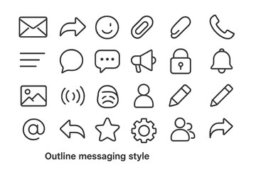 Outline icons representing various messaging functions in a clean, modern style for digital communication tools