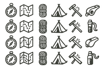 Camping gear and tools for outdoor adventures in wilderness settings