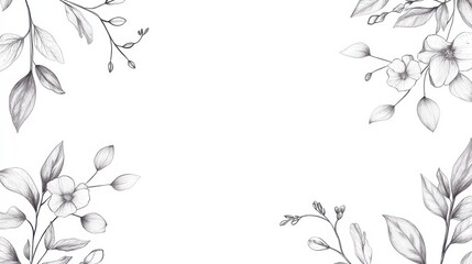 Minimal botanical wedding frame elements on white background. Set of wreath, flowers, leaf branches in hand drawn pattern. Foliage line art design for wedding, card, invitation, greeting, logo. illus