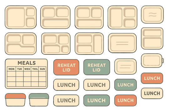 Meal prep containers and labels for organizing weekly meals easily