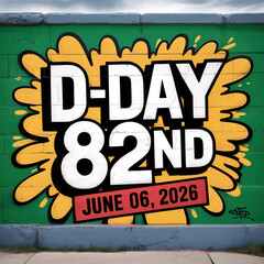 Military stamp emblem d day design marking eighty second year celebration from 1944 to 2026 in...