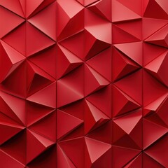 Fototapeta premium Red geometric background with three-dimensional triangular patterns.