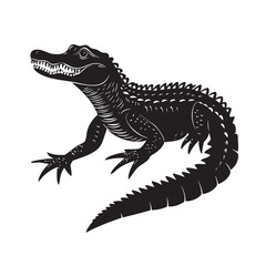 Obraz premium Black Color Crocodile Silhouette Design Vector