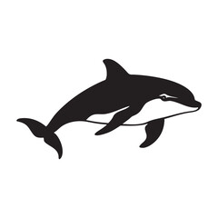 Obraz premium Black Color Dolphin Silhouette Design Vector Illustration
