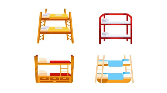 Bunk Beds Rotating on White and Green Screen Background