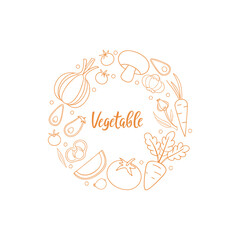 Vegetable Circle Outline Design with Carrot Tomato Mushroom and Avocado