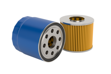 Car oil filter on white background. Isolated 3D illustration