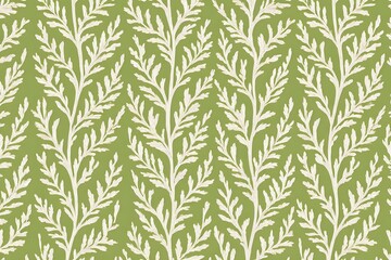 Fototapeta premium Botanical pattern light branches on green
