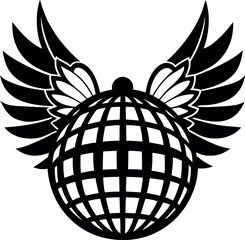 Disco Ball With Wings Vector Shallotte on white background