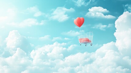 Fototapeta premium Buy? Sell? Rent? Keep? card with sky background illustration , no logos, no brands