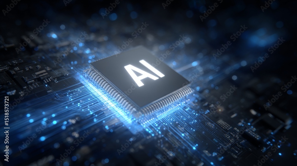 Poster ai chip circuit data system is integrated with ai stock technology and digital computer