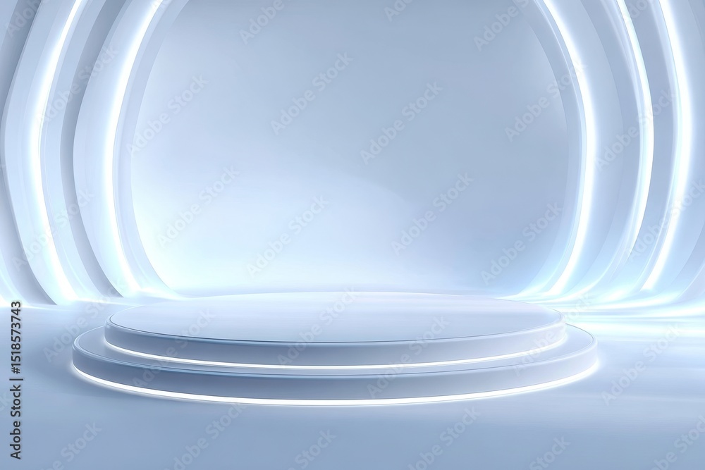 Poster the scene depicts a product against a blank white gradient background, set upon a white backdrop or 