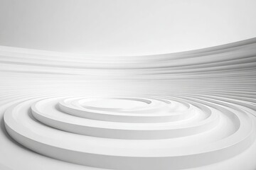 Obraz premium The white studio room template, featuring a modern concept, is presented on an empty background and includes 3D rendering for use as product display backdrops in design