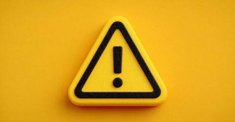A 3D render of a yellow warning sign symbol, representing alert, safety, danger, caution, and security, with an exclamation triangle icon on a traffic background, conveying an important message with