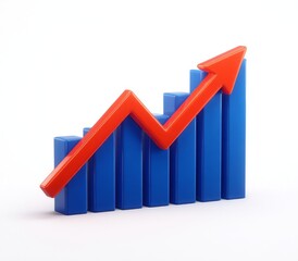 An upward growth graph and arrow chart are depicted on a transparent PNG background with an illustrative graphic icon symbolizing profit, representing a successful financial business and marketing