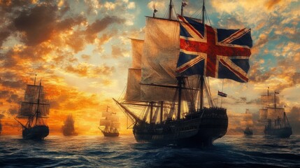 Australia Day (January 26) - A national holiday commemorating the 1788 arrival of the First Fleet. The iconic Australian flag merges with the ships of history. Wishing everyone a Happy Australia Day