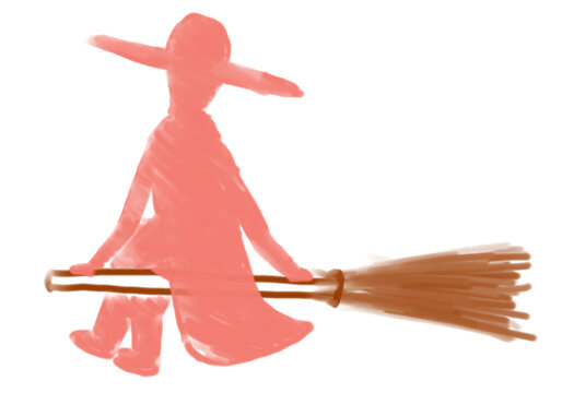 ほうきに乗る人のイラスト