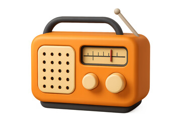 Fototapeta premium Retro Orange Radio 3D Render: Vintage Style, Classic Design